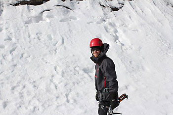 Jake Ice Climbing at Frankenstein Cliff, NH