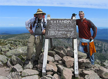 LoneStranger and Jon on top of Katahdin in Baxter State Park.
