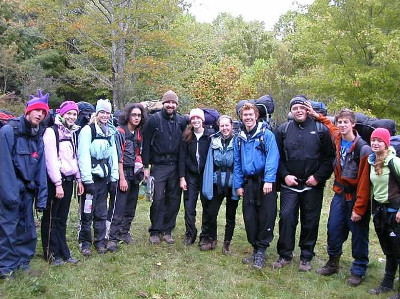 . In Little Wilson Creek Wilderness, VA, with the Westchester Country Day School Class of 2006 (fifth from left).