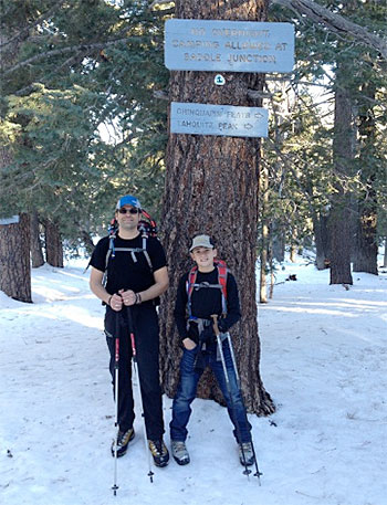 XterroBrando hiking with my son in the Mountains of San Jacinto State Park, CA. Saddle Junction, Devil's Slide Trail