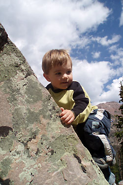 climbing a rock